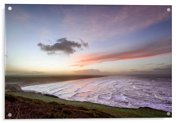   Saunton Sands last sunrise of the year Acrylic by Dave Wilkinson North Devon Ph