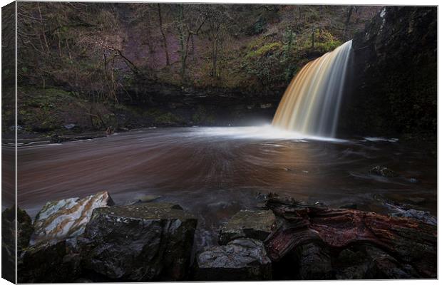  Lady Falls Sgwd Gwladus in full flow Canvas Print by Leighton Collins