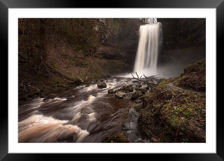  Henrhyd Falls South Wales AKA The Batcave Framed Mounted Print by Leighton Collins
