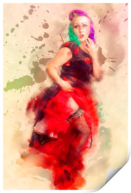 Splash of colour pin-up 2 Print by Castleton Photographic