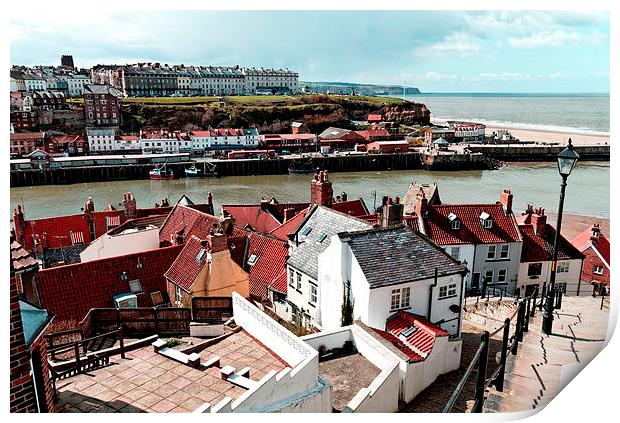  Sun On The 199 Steps, Whitby Print by Paul M Baxter