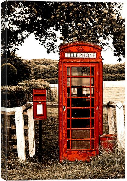 Traditional Red Telephone Box near Malton Canvas Print by Paul M Baxter