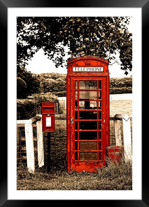 Traditional Red Telephone Box near Malton Framed Mounted Print by Paul M Baxter