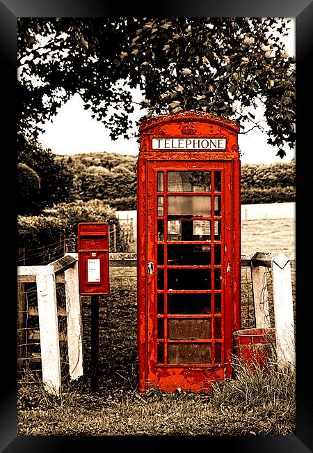 Traditional Red Telephone Box near Malton Framed Print by Paul M Baxter
