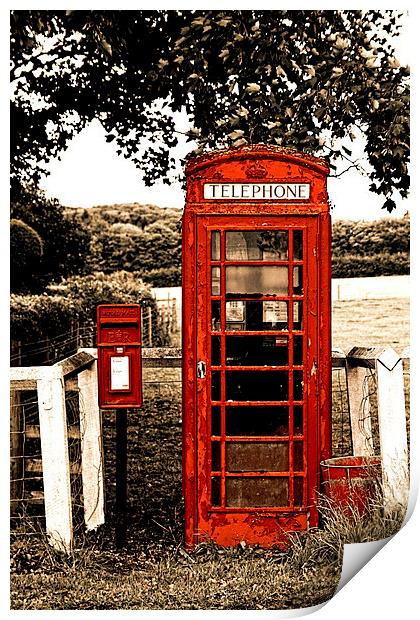 Traditional Red Telephone Box near Malton Print by Paul M Baxter