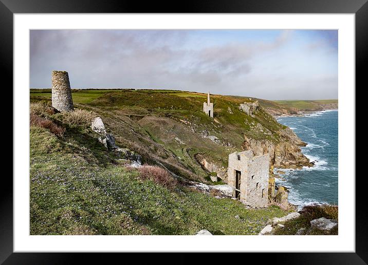 Engine houses at Wheal Trewavas, Cornwall Framed Mounted Print by Brian Pierce