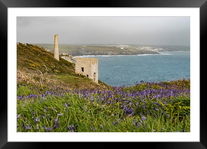 Engine houses &amp;amp;amp; Bluebells, Wheal Trewa Framed Mounted Print by Brian Pierce