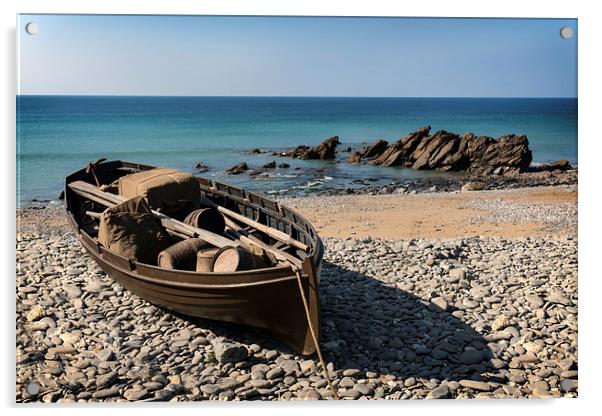 Smugglers Boat, Dollar Cove, Cornwall Acrylic by Brian Pierce