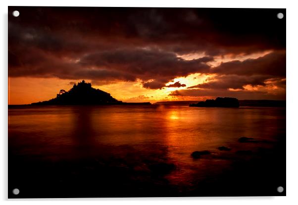 Sunset, St Michael's Mount, Cornwall Acrylic by Brian Pierce