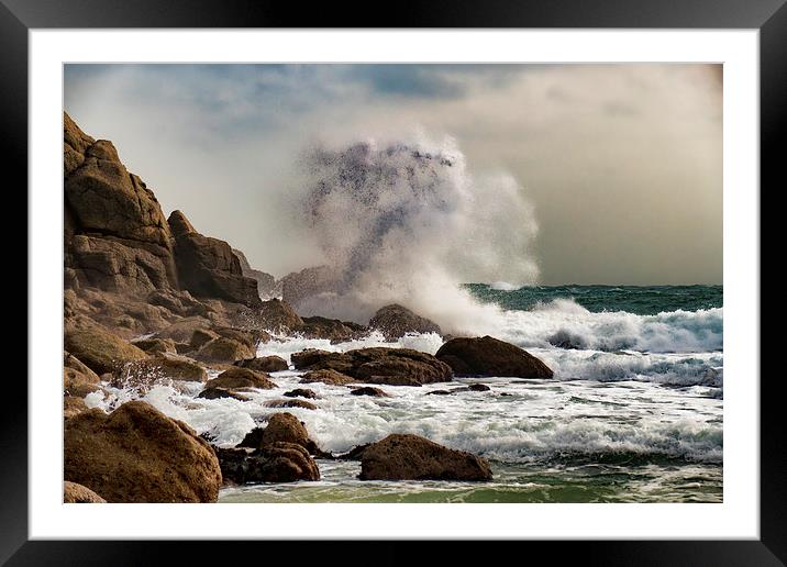 Breaking Wave, Porthgwarra, Cornwall Framed Mounted Print by Brian Pierce