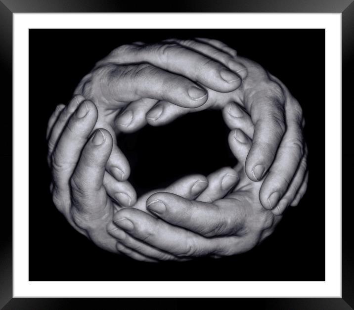  Ring of Hands.  Framed Mounted Print by Becky Dix