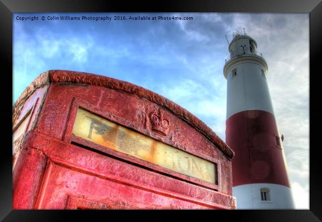 Portland Bill Phone Box Framed Print by Colin Williams Photography