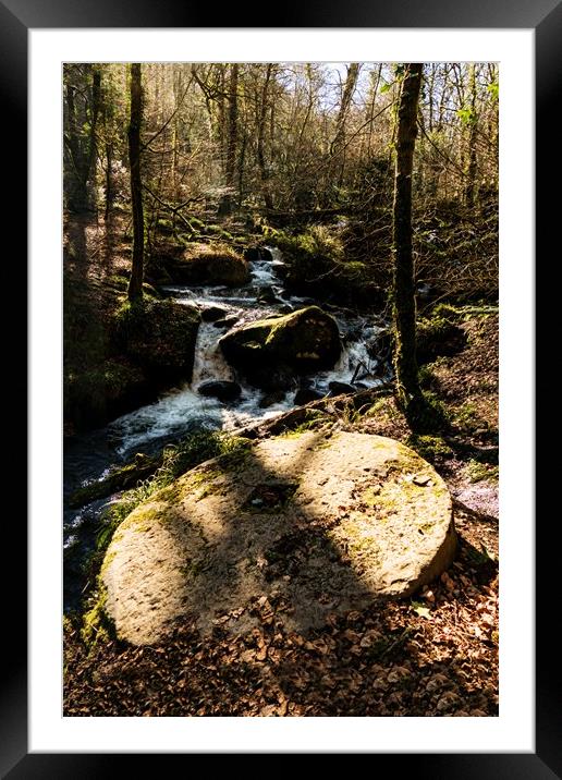 Old Millstone, Kennal Vale, Ponsanooth, Cornwall Framed Mounted Print by Brian Pierce