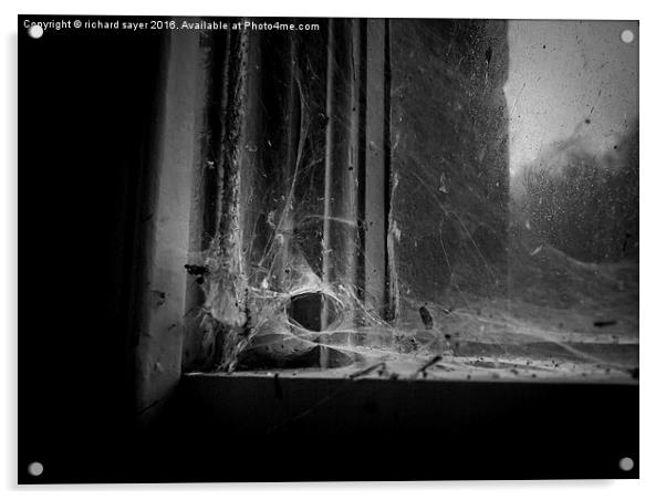 Gothic Spider Web in a Neglected Window Acrylic by richard sayer