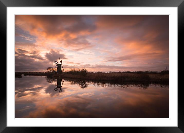 Norfolk Broads Sunset Framed Mounted Print by Simon Wrigglesworth