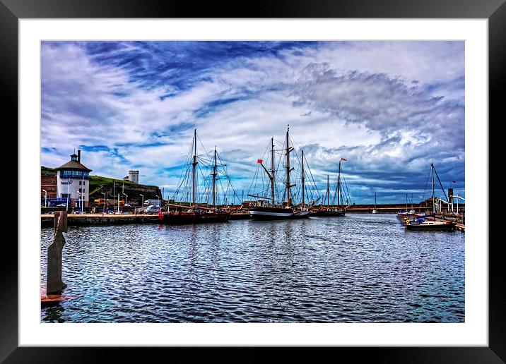 Tall Ships in Whitehaven Harbour Framed Mounted Print by Tom Gomez