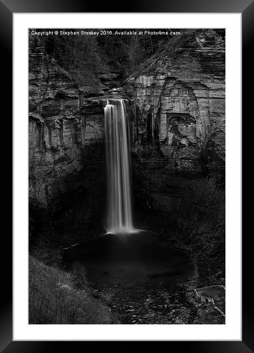 Taughannock Falls Late Autumn in B&W Framed Mounted Print by Stephen Stookey
