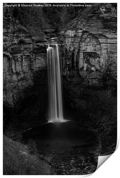 Taughannock Falls Late Autumn in B&W Print by Stephen Stookey