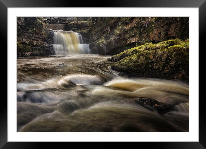  Dinas Rock Waterfalls Framed Mounted Print by Leighton Collins