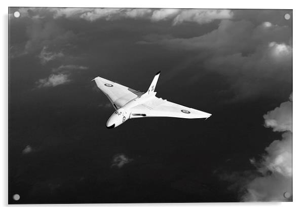White Vulcan B1 at altitude black and white versio Acrylic by Gary Eason