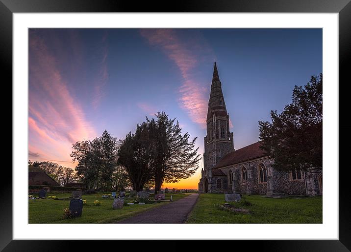  Sunset at Great Finborough Church Framed Mounted Print by Nick Rowland