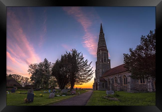  Sunset at Great Finborough Church Framed Print by Nick Rowland