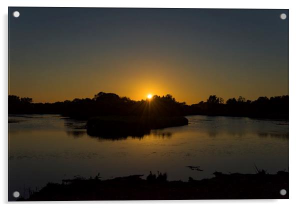  Sun Setting over Lackford Lake Acrylic by Nick Rowland