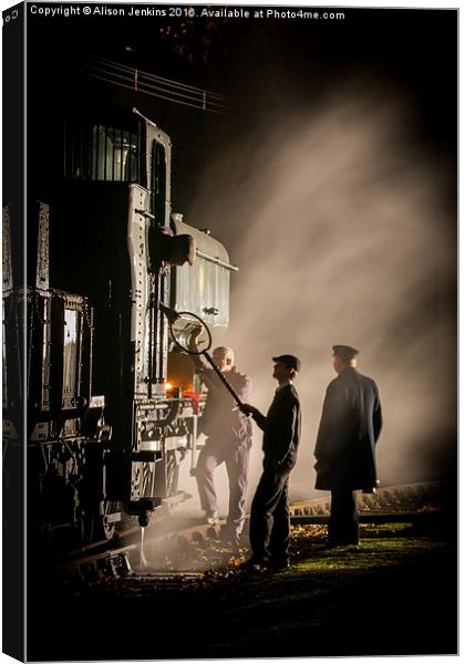  Passing of the Token on The Steam Railway Canvas Print by Alison Jenkins