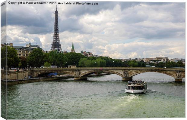 Eiffel Tower and the River Seine Canvas Print by Paul Warburton