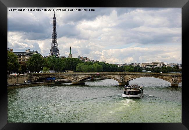 Eiffel Tower and the River Seine Framed Print by Paul Warburton