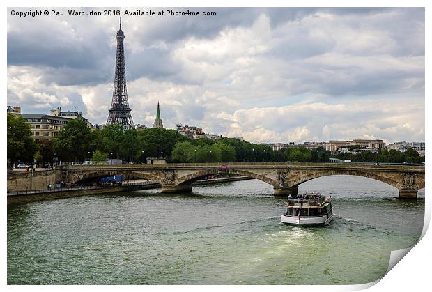 Eiffel Tower and the River Seine Print by Paul Warburton