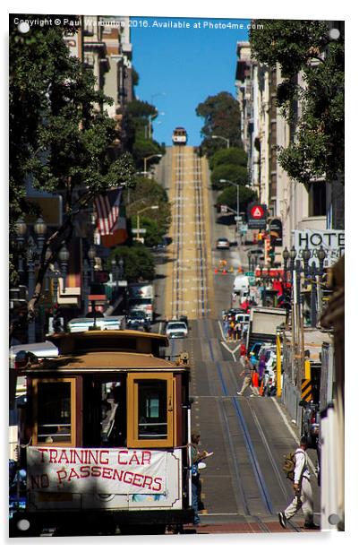 San Francisco cable cars Acrylic by Paul Warburton