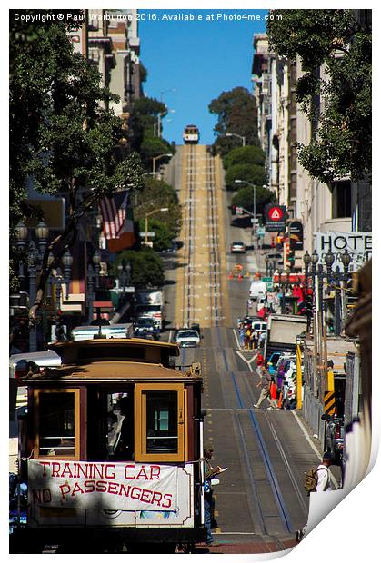 San Francisco cable cars Print by Paul Warburton