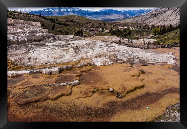 Travertine Terraces - Yellowstone  Framed Print by colin chalkley