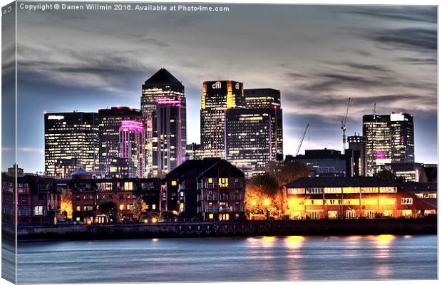  London Docklands at Dusk Canvas Print by Darren Willmin