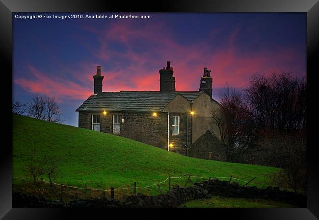  sundown at the farmhouse Framed Print by Derrick Fox Lomax