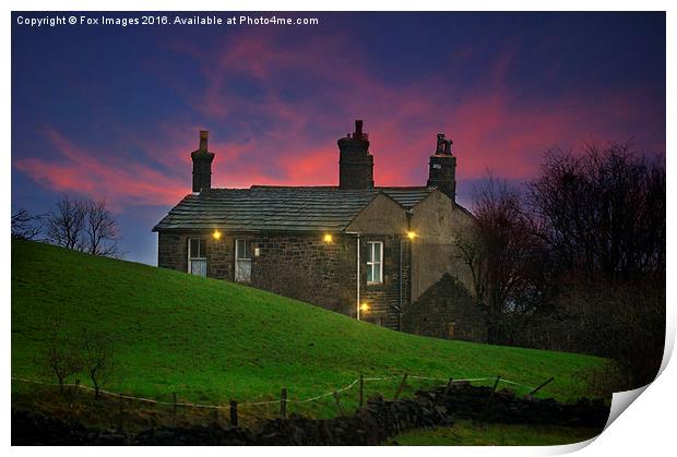  sundown at the farmhouse Print by Derrick Fox Lomax