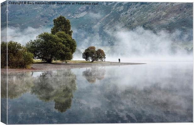 Early Morning Mist On Ullswater Canvas Print by Gary Kenyon