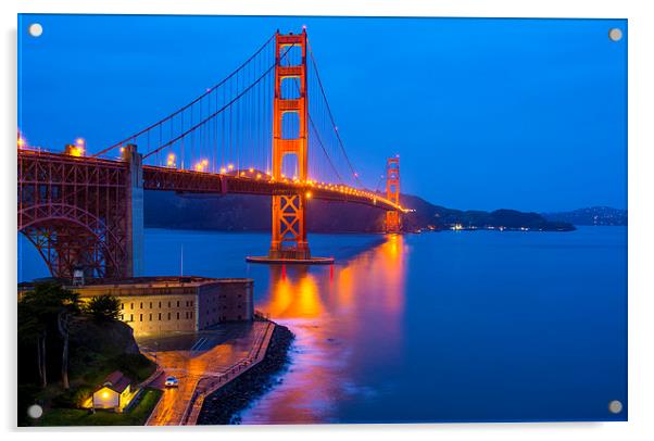 Golden Gate Bridge Acrylic by Kobby Dagan