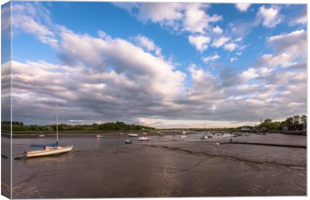 Evening on the River Deben in Suffolk at Low Water Canvas Print by Nick Rowland