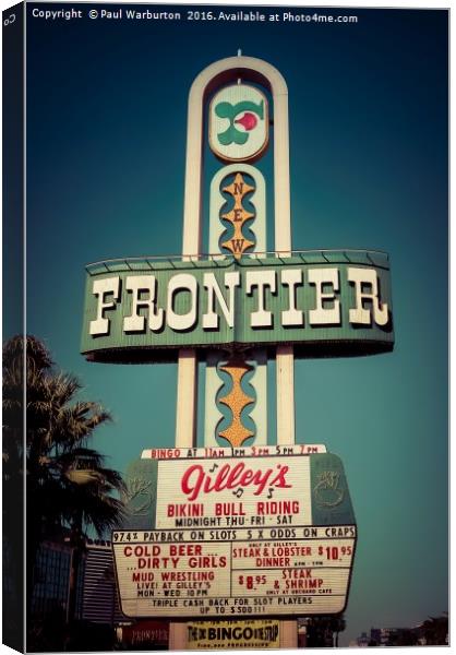 Frontier Hotel Sign, Las Vegas Canvas Print by Paul Warburton