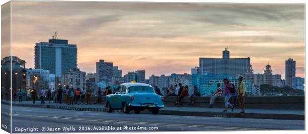 Panorama of the Malecon at dusk Canvas Print by Jason Wells