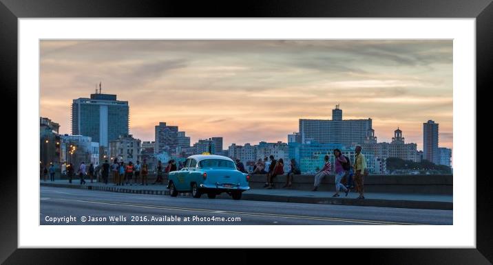 Panorama of the Malecon at dusk Framed Mounted Print by Jason Wells