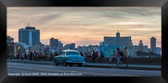Panorama of the Malecon at dusk Framed Print by Jason Wells