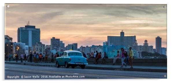 Panorama of the Malecon at dusk Acrylic by Jason Wells