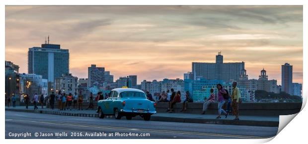 Panorama of the Malecon at dusk Print by Jason Wells
