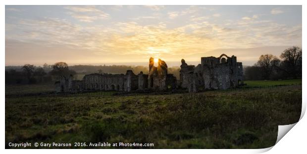 Sunset over Castle Acre priory     Print by Gary Pearson