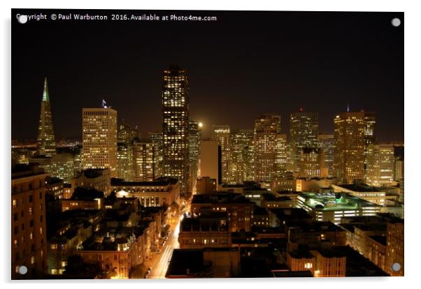 San Francisco at night Acrylic by Paul Warburton