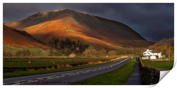Helm Crag, Lake District, Bathed in Golden Light Print by Pete Watson