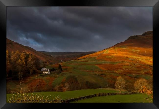 Lake District, golden sunlight, Helm Crag Framed Print by Pete Watson